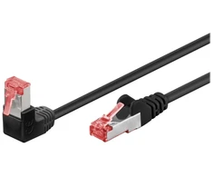 Wentronic Goobay CAT 6 tinklo kabelis, 1x 90° kampu, S/FTP (PiMF), juodas, 2 m – fiksatorius viršuje, LSZH be halogenų, varis (51544)