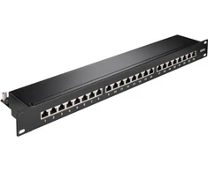 Wentronic Goobay CAT 6a 48,30 cm (19") pataisų skydas, 24 prievadai, juodas - STP ekranuotas, juodas (90854)