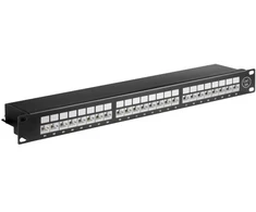 Wentronic Goobay CAT 6a 48,30 cm (19") pataisų skydas, 24 prievadai, juodas - STP ekranuotas, juodas (90854)