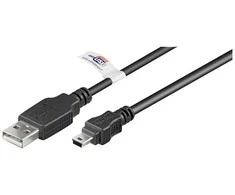 Wentronic Goobay USB 2.0 Hi-Speed kabelis su USB sertifikatu, juodas, 1,8 m – tinka įrenginiams su Mini-USB jungtimi (93902)