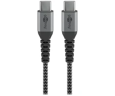 „Wentronic goobay“ – USB kabelis – USB-C (M) – USB-C (M) – USB 2.0 – DC 5 V – 3 A – 50 cm – juodas, sidabrinis (49301)