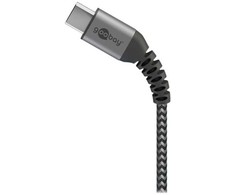 Wentronic goobay - USB-Kabelis - USB-C (M) bis USB-C (M) - USB2.0 - DC 5 V - 3 A - 50cm - Juodas, Sidabrinė (49301)