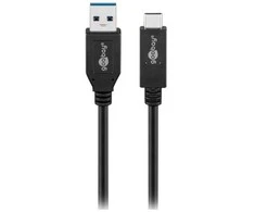 Wentronic goobay - USB kabelis - USB-C (M) į USB A tipo (M) - USB 3.1 Gen 2 3A - 50 cm - apvalus - juodas (41073)