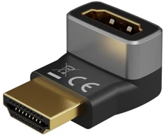 Goobay HDMI Angled Adapteris 90° Vertical, 8K at 60 Hz, Gold-Plated, Juodas/Sidabrinis | 72009