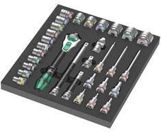 Įrankių rinkinys Wera Wera 9722 foam insert 8000 C Zyklop 1/2 ratchet set 1, 31 pieces, tool set (juodas/pilkas, ratchet and socket set, in foam insert for workshop trolley)