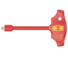Wera 05005120001 410 i VDE B Izoliuotas T formos rankenos adapteris su lizdais, 3/8'' x 130 mm, raudonas