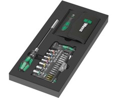 Įrankių rinkinys Wera Wera 9750 Kraftform Compact and Tool-Check PLUS Set 1, 57 dalių įrankių rinkinys (juodas/žalias, veržliarakčio ir antgalių komplektas, putplasčio įdėkle dirbtuvių vežimėliui)