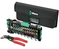 „Wera Tool-Check Combi 1“ su „KNIPEX Cobra“ antgalių rinkiniu, juodos/žalios spalvos, 40 dalių, įskaitant 1/4 colio antgalių reketą ir vandens pompos reples
