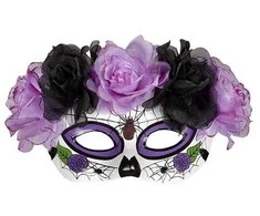 Widmann Dia de los muertos kaukė su violetinėm-juodom rožėm