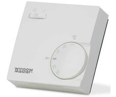 WINDOWMASTER kambario termostatas WLA 110 0001 jungiamas tiesiai prie WUC 101/102/160 valdymo blokų ir per WLF 111 sąsają prie WLC 100 valdymo bloko.