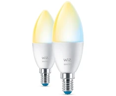 WiZ Žvakės formos lempa, 2 vnt. pakelis – išmanusis LED apšvietimas – nuo šiltos iki vėsios baltos šviesos – E14 – 40W – Matinė – Wi-Fi