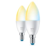 WiZ Žvakės formos lempa, 2 vnt. pakelis – išmanusis LED apšvietimas – nuo šiltos iki vėsios baltos šviesos – E14 – 40W – Matinė – Wi-Fi