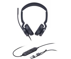 Yealink UH46 Dual Teams USB-C/A ausinės, laidinės, 20–20 000 Hz, biurui / skambučių centrui, 166 g, ausinės, juodos