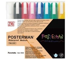 Artequipment ZIG POSTERMAN Medium, Juodas, Mėlyna, Žalias, Light Mėlyna, Rožinė, Raudona, Baltas, Geltona, Odorless, 8 pc(s)