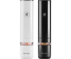 ZWILLING Enfinigy, Druskos ir pipirų malūnėlių rinkinys, Juoda, Balta, Keramika, Plastikas, Pipirai, Druska, Ličio jonų, 48 mm