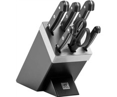 ZWILLING Gourmet peilių laikiklis su KiS technologija, 7 dalių, pelenų juodumo spalvos