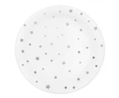 Popierinės lėkštės su žvaigždutėmis, baltos sp., 23cm, 6vnt.