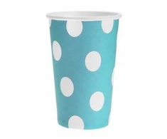 GoDan Popieriniai puodeliai mėlyna su baltais taškeliais, 6vnt., 270ml