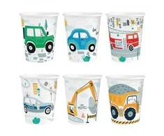 Popieriniai puodeliai su automobiliais ir kelio ženklais, 220ml, 6vnt