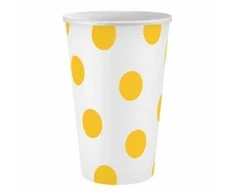 GoDan Popieriniai puodeliai su geltonais taškeliais, 6vnt., 250ml