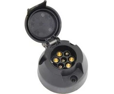 Alburnus Priekabos rozetė 7 kontaktų, apvali PVC, juoda