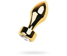 Gold Auksinis analinis kištukas TOYFA Metalas su balta apvalios formos brangakmeniu, ilgis 7 cm, skersmuo 2-3,5 cm, svoris 140 gr