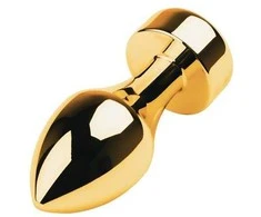 Gold Auksinis analinis kištukas TOYFA Metalas su balta apvalios formos brangakmeniu, ilgis 7 cm, skersmuo 2-3,5 cm, svoris 140 gr