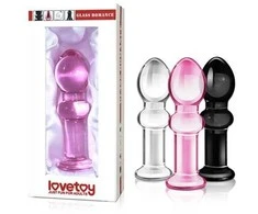 Lovetoy Juodas stiklinis analinis kištukas su aptakia galvute 11,5 cm