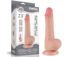 LoveToy 7,5 colio slankiojančios odos dvisluoksnis Dong minkštimas