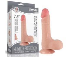 LoveToy 7,5 colio slankiojančios odos dvisluoksnis Dong minkštimas