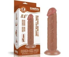 LOVETOY 8 colių slankiojančios odos dvisluoksnis dongas, rudas