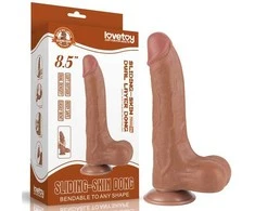 LOVETOY 8,5 colio slankiojančios odos dvisluoksnis dongas, rudas