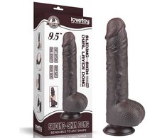 LoveToy 9.5'' Sliding Skin Dual Layer Dong Juodas