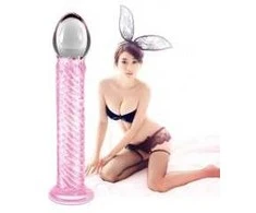 Lovetoy Szklane rožinė dildo ze spiralną strukturą 21 cm