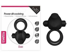 Lovetoy Silikoninis varpos žiedas „Power Clit Duo“ – juodas