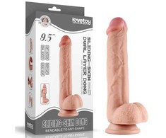 LoveToy 9,5 colio slankiojančios odos dvigubo sluoksnio dildo