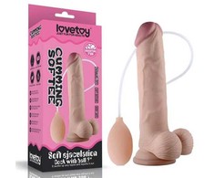 LoveToy 9 colių minkštas ejakuliacijos penis su kamuoliuku