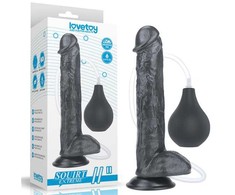 Lovetoy Juoda dildo styguotas siurbtukas ir ejakuliacija 28 cm