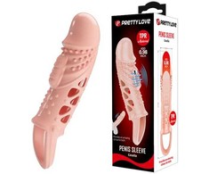 Pretty Love Cecelia Vibrating Extension Sleeve Natural TPR Adjustable Fit