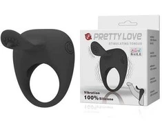 „Pretty Love“ penio žiedas su klitorio masažuokliu, vibruojančiu