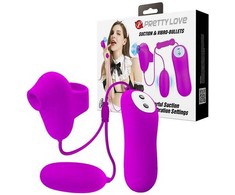 Pretty Love Vibrating Bullet &amp; Air Pulse Intimate Device, 12 Functions, Violetinė