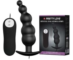 Crazy Bull Pretty Love Vibrating Silicone Plug with Remote Control, Small, Juodas