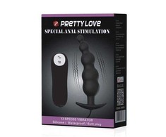 Crazy Bull Pretty Love Vibrating Silicone Plug with Remote Control, Small, Juodas