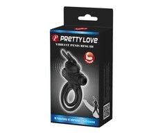 Pretty Love Male Pretty Love Vibrating Silicone Ring III Rabbit Juodas 10-Mode System