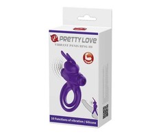 Pretty Love Vibrating Silicone Ring Bunny Design 10 Modes Juodas