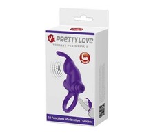 BoT Pretty Love I Rabbit Vibrating Silicone Partner Ring, Dark Violetinė