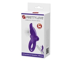 Pretty Love Vibrating Silicone Ring Dark Violetinė 10 Modes