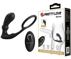 Pretty Love Bottom GRAŽUOLĖ MEILĖ – Warren Juodas, 12 vibracijos funkcijų, 12 pulso bangos nustatymų, belaidis nuotolinio valdymo pultas