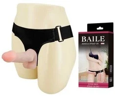 BAILE Rinkinys dirželiai 2x tikroviški dildo 10cm