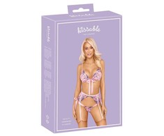 Rožinė kissable Embroidered Floral Lingerie Set L/XL - Light Rožinė, 3-Piece